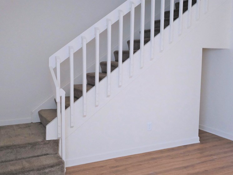 Stairway in story townhome style apartment home